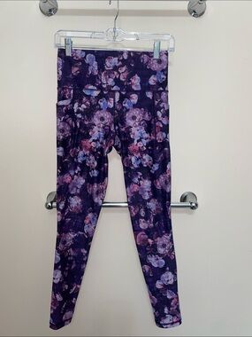 Athleta Purple Floral Leggings with High Waist